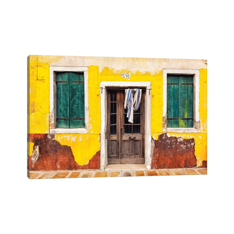 Italy, Burano. Weathered House Exterior. by Jaynes Gallery - Wrapped Canvas Print, 66.04cm H x 101.6cm W 1.91cm D
