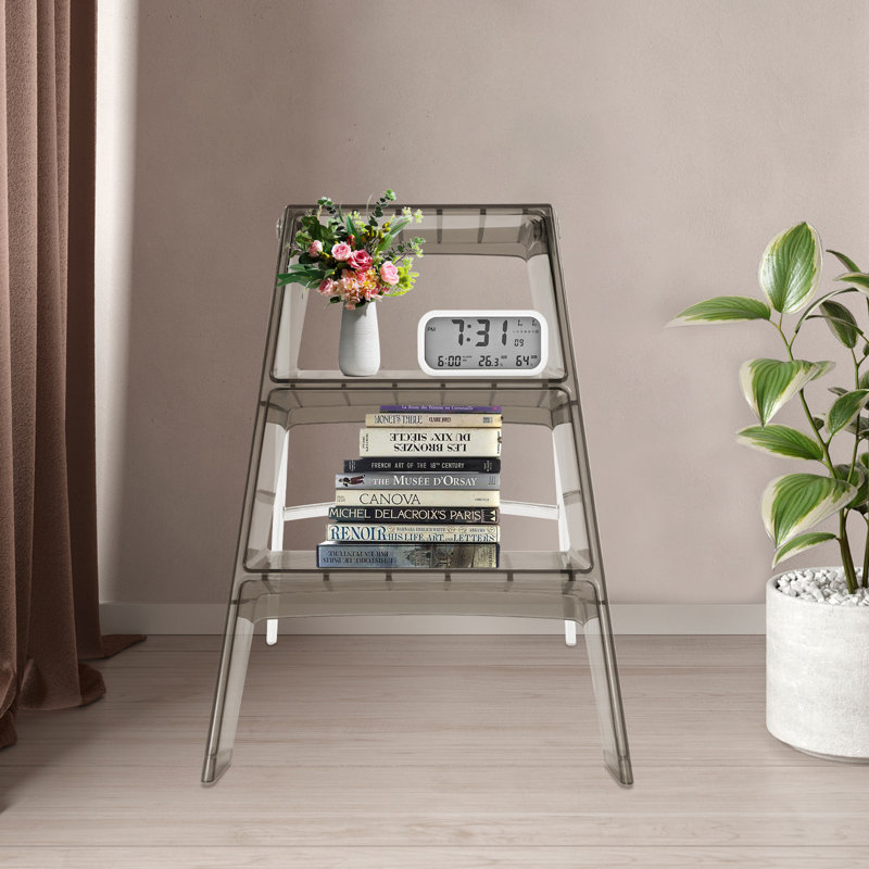 3 Step Ladder Folding Step Stool, Brown