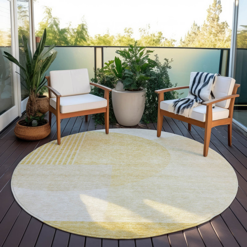 Tapis intérieur / extérieur Melania avec envers antidérapant, Rond 8 pi