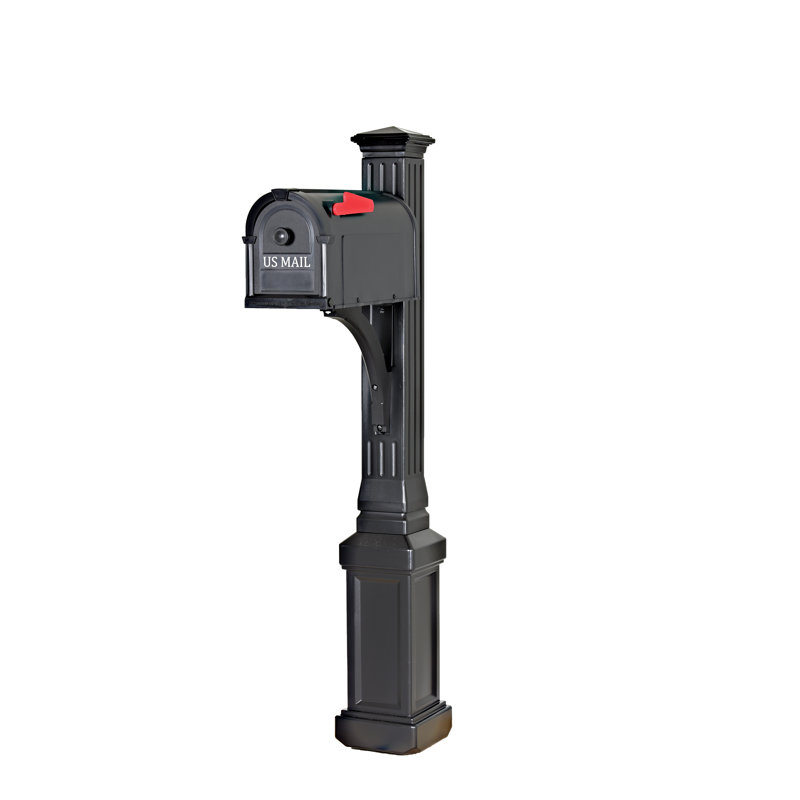 Lexington Black Composite Post Mount Mailbox Kit