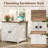 Farmhouse End Table With Charging Station And Usb Ports, 24" Large Tabletop Side Table With Double Barn Doors, Wood Square Nightstand For Living Room, Office, Bedroom, Rustic White