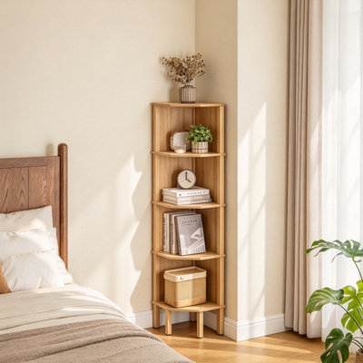 Oak Corner Shelf Bookshelf, 127 x 41 x 29 cm, 4 Tier