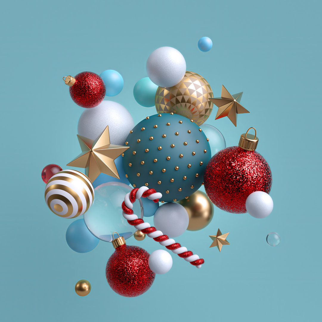 Leinwandbild 3D Christmas Ornaments von Wacomka