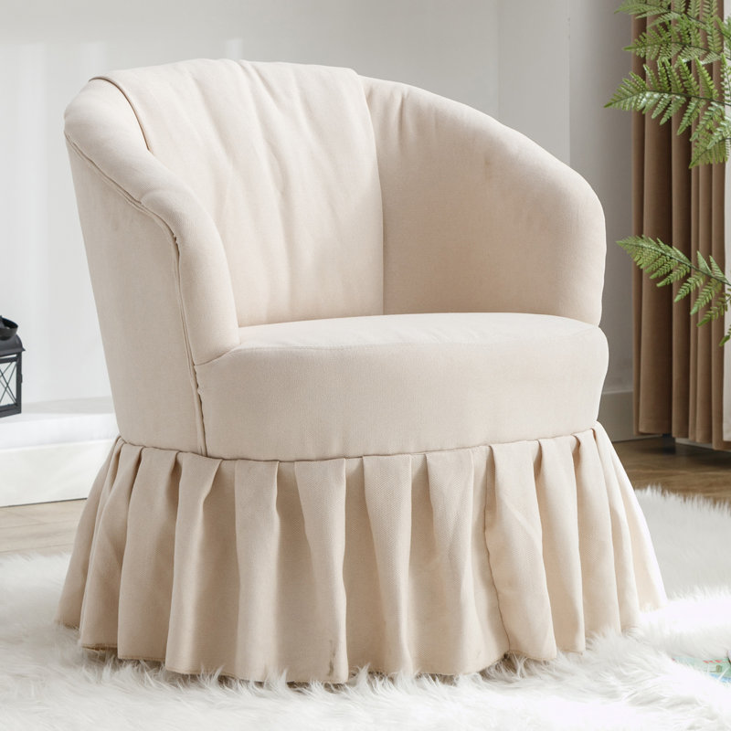 Fauteuil club pivotant rembourré Badri, Lin blanc