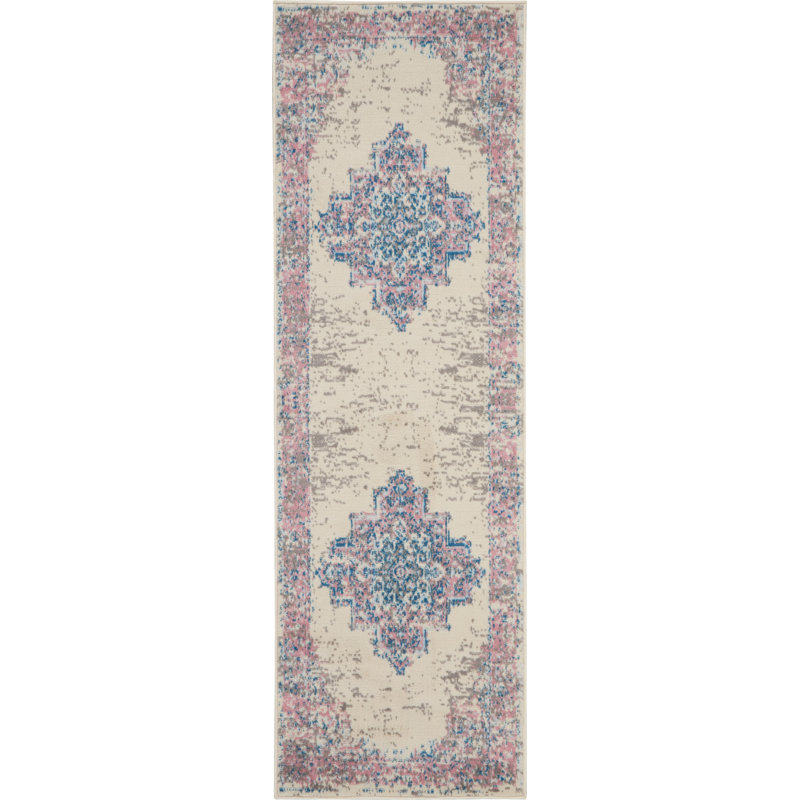 Tapis ivoire moderne Bo, Tapis de couloir 2 pi 2 po x 7 pi 6 po