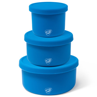 Silipint: Silicone Lidded Bowls: Set of 3: Deep Pool - 10, 20 & 30oz - Flexible/Unbreakable, Storage, Non-Slip, Storage