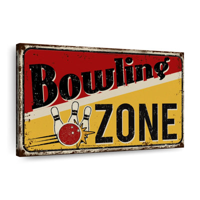 " Bowling Zone Sign Canvas Print "