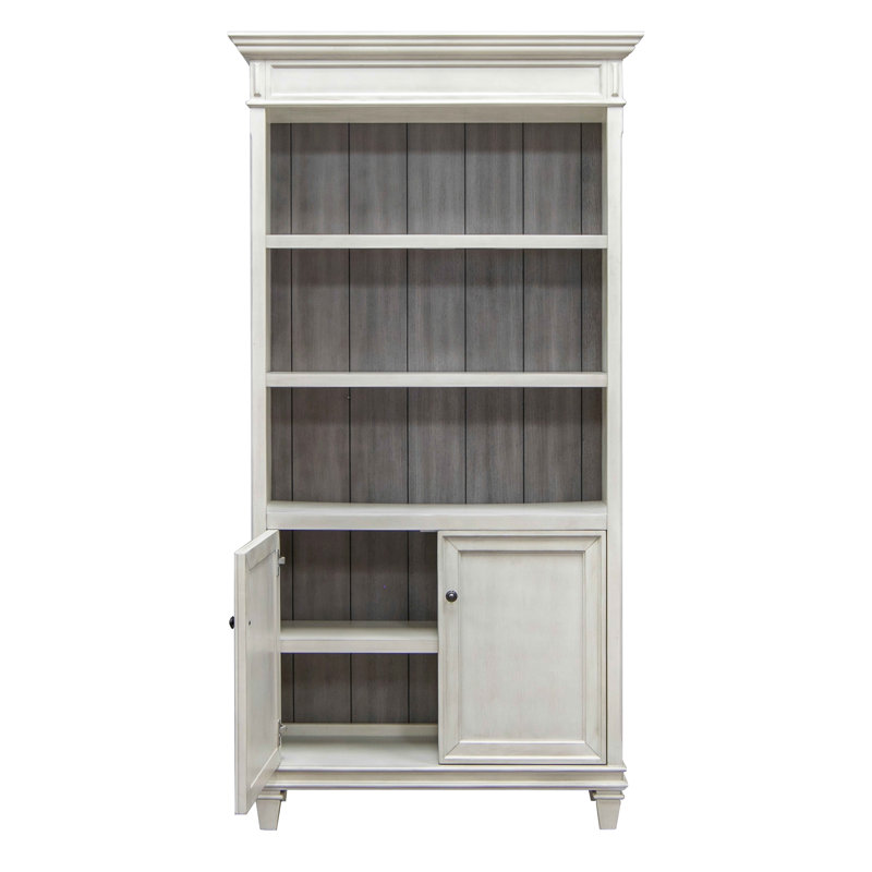 Django Solid Wood Standard Bookcase, Linen White/Gray