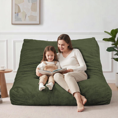 Fauteuil à billes géant convertible 4 pi, très grand canapé-lit rembourré de mousse avec housse lavable amovible, convertible en matelas de sol
