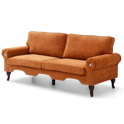 Moderne avec des pieds en bois et un bouton en cristal, ajoutant de l'élégance au salon, à la chambre à coucher et au bureau - 80 pouces orange convenant à divers styles de décoration