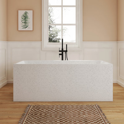 Baignoire de trempage autoportante en béton à surface solide 63 po Fslefay Terrazzo