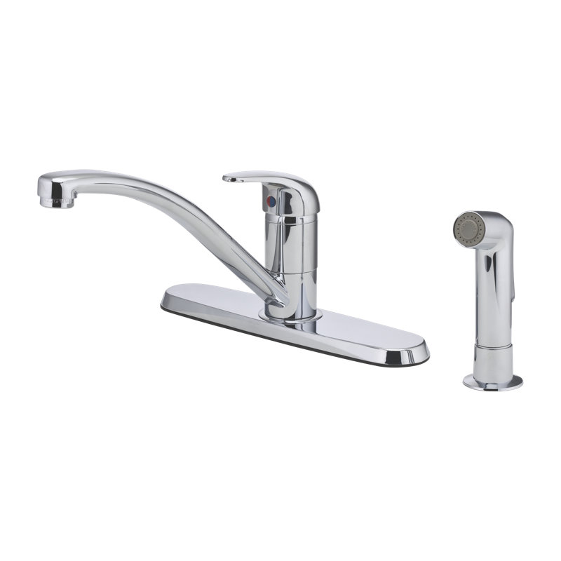 Pfirst Series 1-Handle Kitchen Faucet with Side Spray in Polished Chrome, Polished Chrome