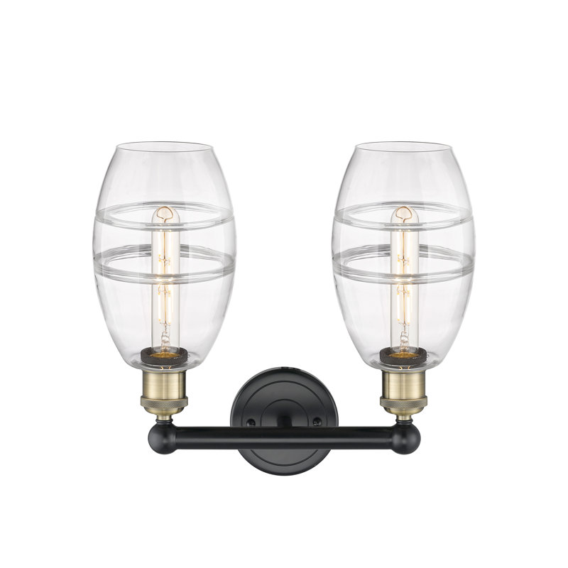 Éclairage pour meuble-lavabo à 2 lumières Kusham, Transparent, Laiton antique noir