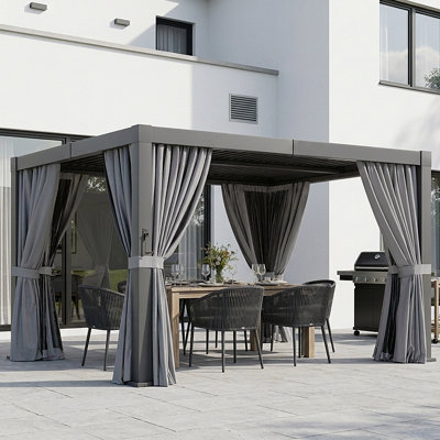 Abri de jardin en acier l 12 pi L 10 pi. Pergola d'extérieur, pergola à persiennes, pergola en aluminium pour patio