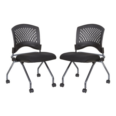 Deluxe Armless Folding Chair With Ventilated Plastic Wrap Around Back, Caster and Titanium Finish (2-Pack). Folds for Horizontal Nesting -  Office Star Products, 83220-30
