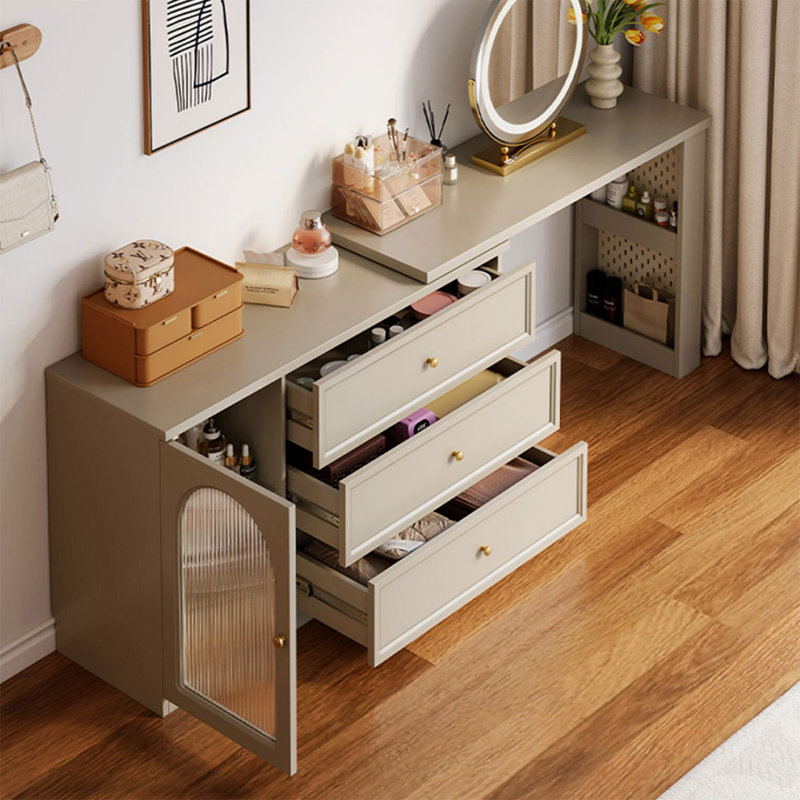 Coiffeuse avec miroir lumineux, 3 tiroirs, 1 chaise