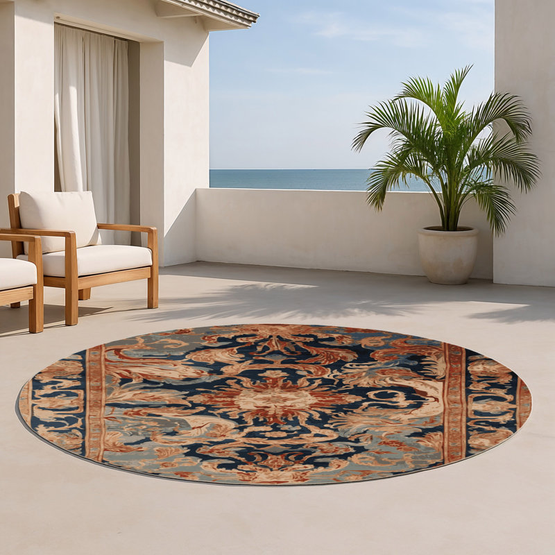 Tapis d'intérieur et d'extérieur brun français, Rond 5 pi