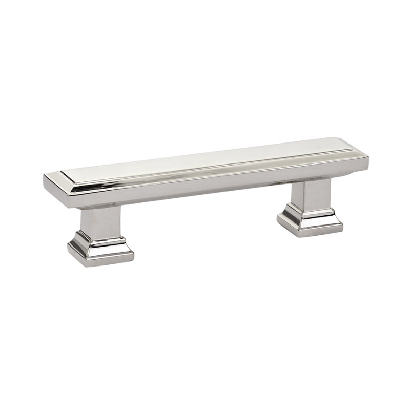 Emtek Geometric Brass Cabinet Pull 4" Centre-to-Centre, Polished Nickel, 3.5"