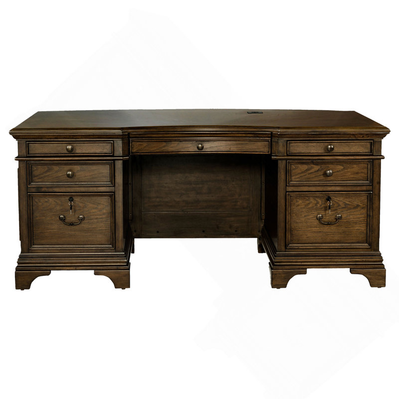 Bureau de direction à 7 tiroirs en chêne bruni