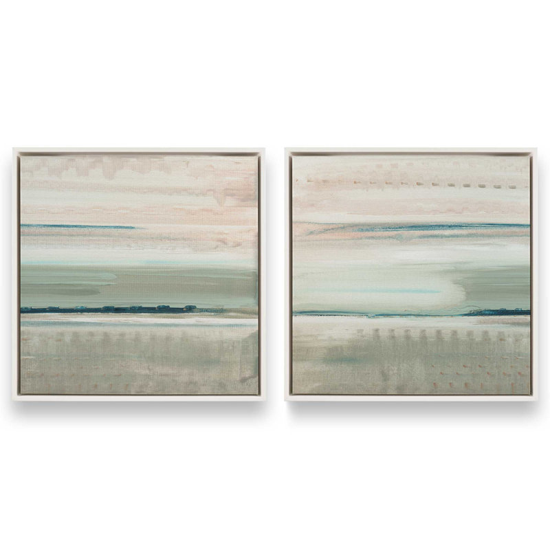 12 "x 12" Hush of Dawn, ensemble de 2 reproductions sur toile dans un cadre noir satiné, H 12,75 po x l 12,75 po x P 1,75 po