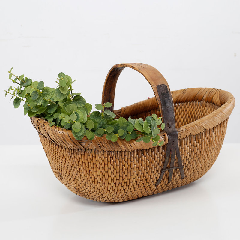 Natural Wicker Storage Basket with Handle, 26" Length