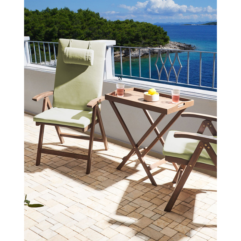 Folding Patio Dining Armchair with Cushion, Green