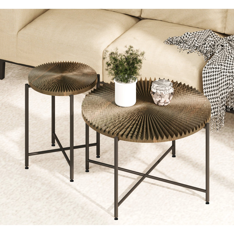 Table basse et de bout Radial, Noyer