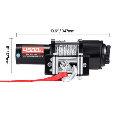 4500 lbs Electric Winch, 12V DC ATV/UTV Winch with Φ0.24 in x 39.4 ft Steel Wire Rope, Wireless & Wired Remote Control, IP54 Waterproof, Roller Fairlead Mount Plate for Towing ATV UTV Off-Road
