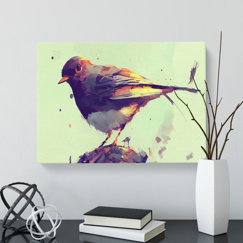 Robin Bird Art Painting - Wrapped Canvas Painting, 35cm H x 50cm W x 3cm D