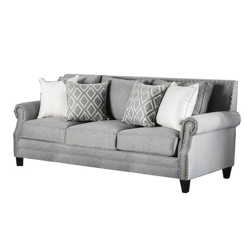 Canapé à accoudoirs roulés 92,5 po Doerun, Gris, H 40,5 po x l 92,5 po x P 40,5 po, 3