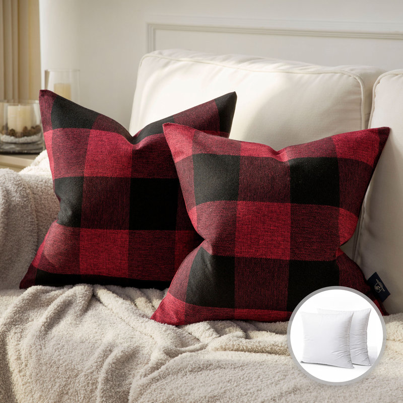 Buffalo Checker Collection Checkered Reversible Throw Pillow, Pink/White, 18'' x 18''