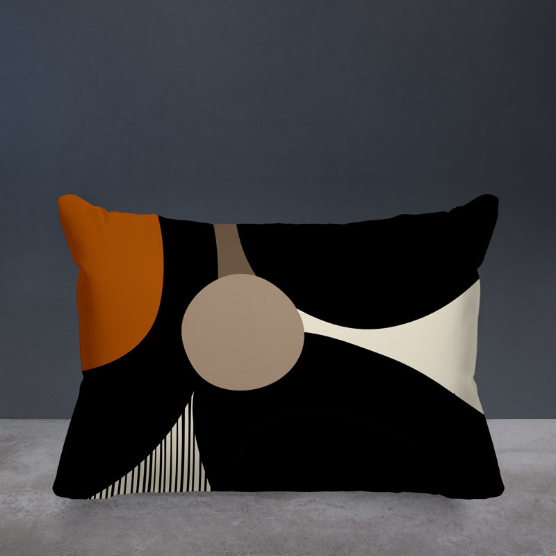 Coussin décoratif intérieur / extérieur en polyester filé Janie, Orange, H 14 po x l 20 po