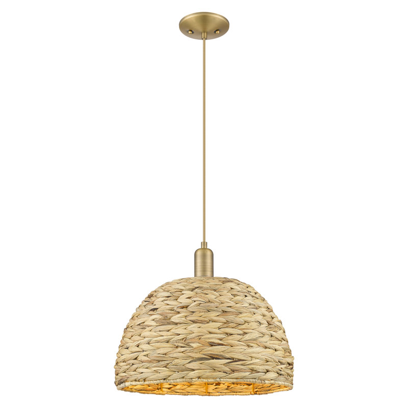 Mini-luminaire suspendu à cordon 1 lumière 16 po Arcadia - Alyxandrea, Laiton brossé, H 13,83 po x l 15,75 po x P 15,75 po
