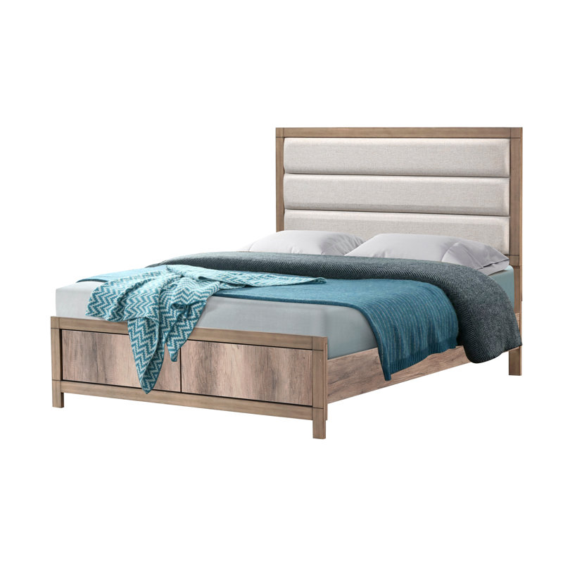 1pièce lit double tapissier contemporain avec tête de lit capitonnée Channel, Lit double