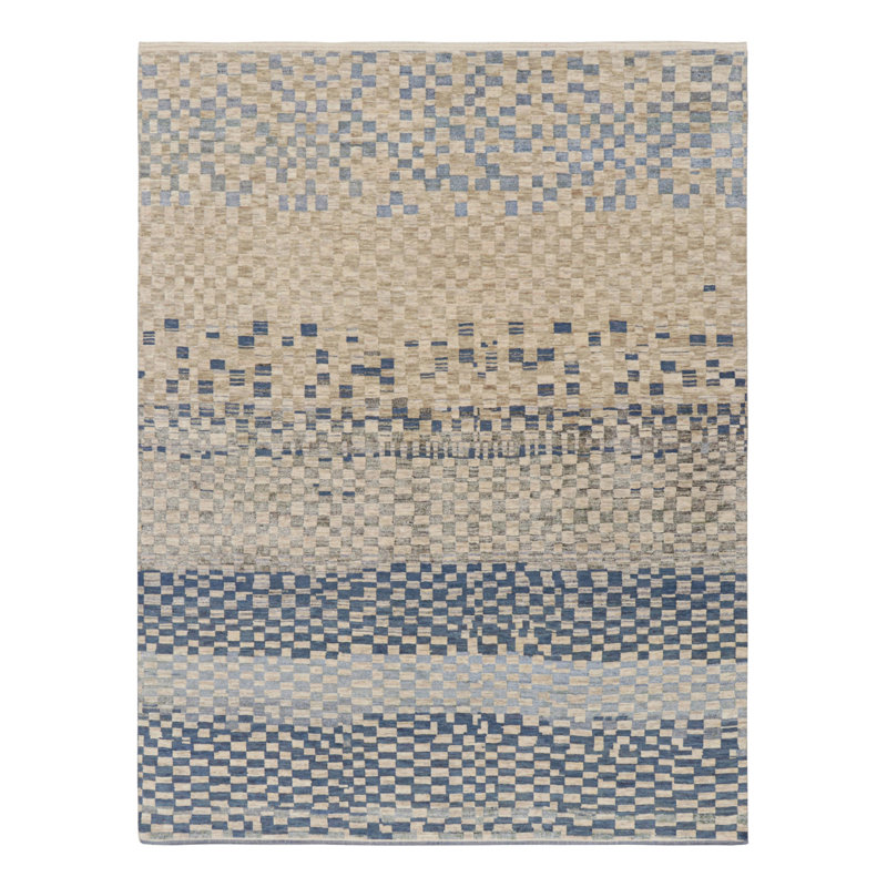 Moroccan Hand Knotted Geometric Area Rug, Rectangle 8' x 10'
