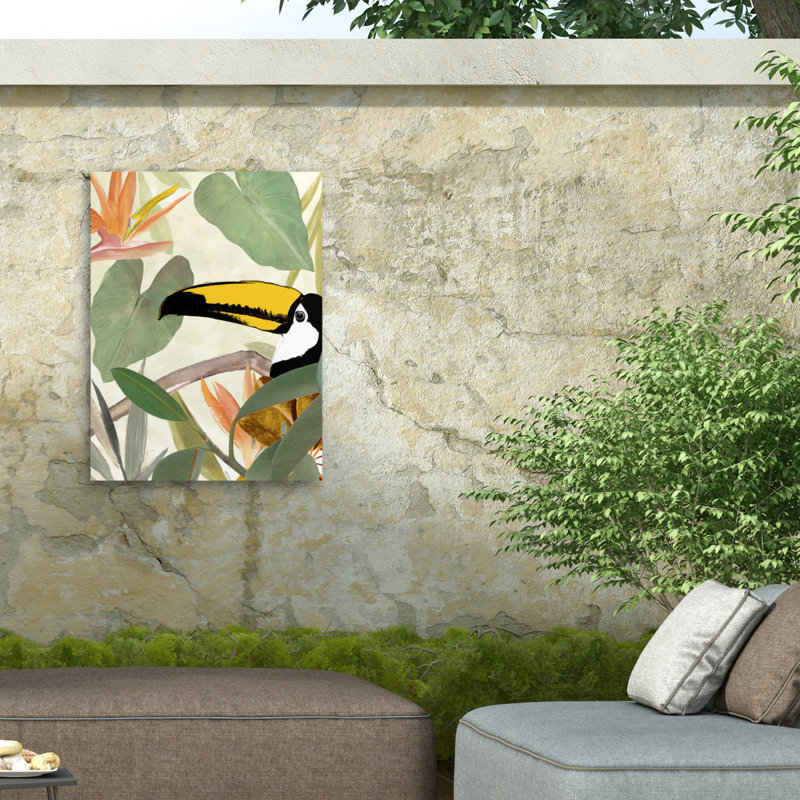 Annie Warren  Parrot In The Leaves I Outdoor  Canvas, H 18 po x l 24 po