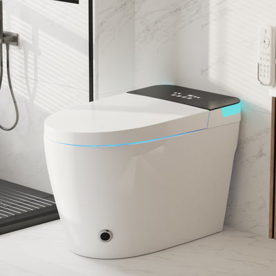 CRESTLE Smart Toilet with Bidet, Elongated, Auto Open/Close Lid, ECO Mode, UV Sterilization, Pre-Misting, 1.2 GPF Auto/Backup Flush with 1000g MaP Score, Warm Wash/Dryer, Heated Seat, Night Light, Remote Control
