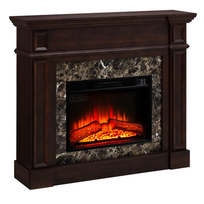 Cherry Electric Fireplace Unit With Flame Adjustable Function - 41.55"W X 11.64"D 44.77"H, Remote Controlled, Smooth, 3D Object And Operated, Smooth