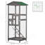 Pawhut 65" Wooden Bird Cage Outdoor Aviary House For Parrot, Parakeet, With Pull Out Tray And 2 Doors, Grey