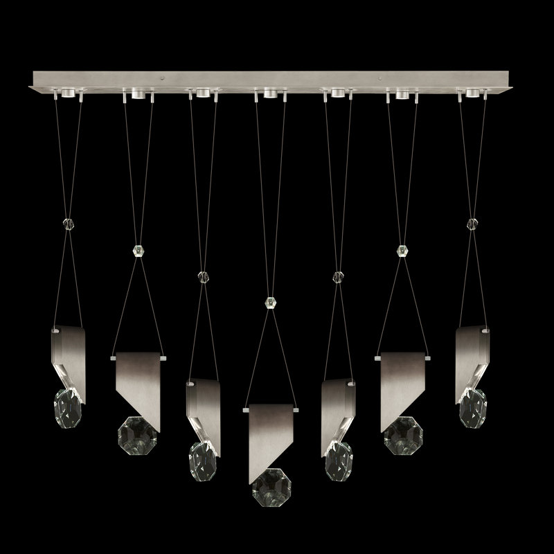 Luminaire suspendu linéaire l 60 po avec charme Aria 1, Argent ombré doux