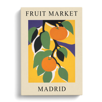 Orange Madrid Fruit Market - Wrapped Canvas