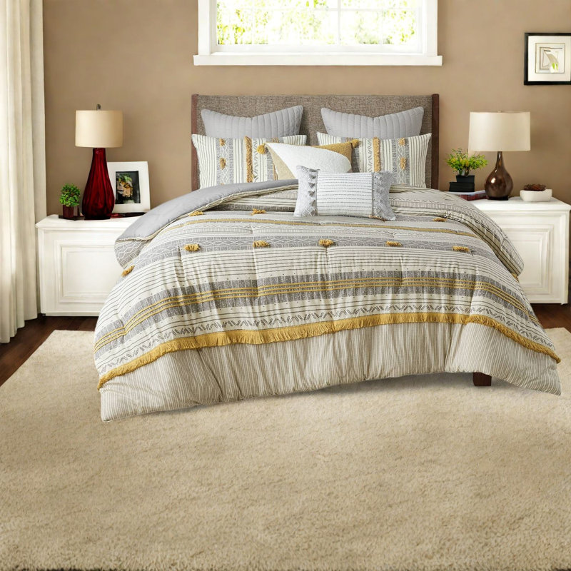 Premium Bedding Sets Cotton Full Queen Modern Striped Home Comfort