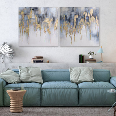 Golden Lighting 1 and 2 par Martin Edwards - Ensemble de 2 peintures sur toile tendue