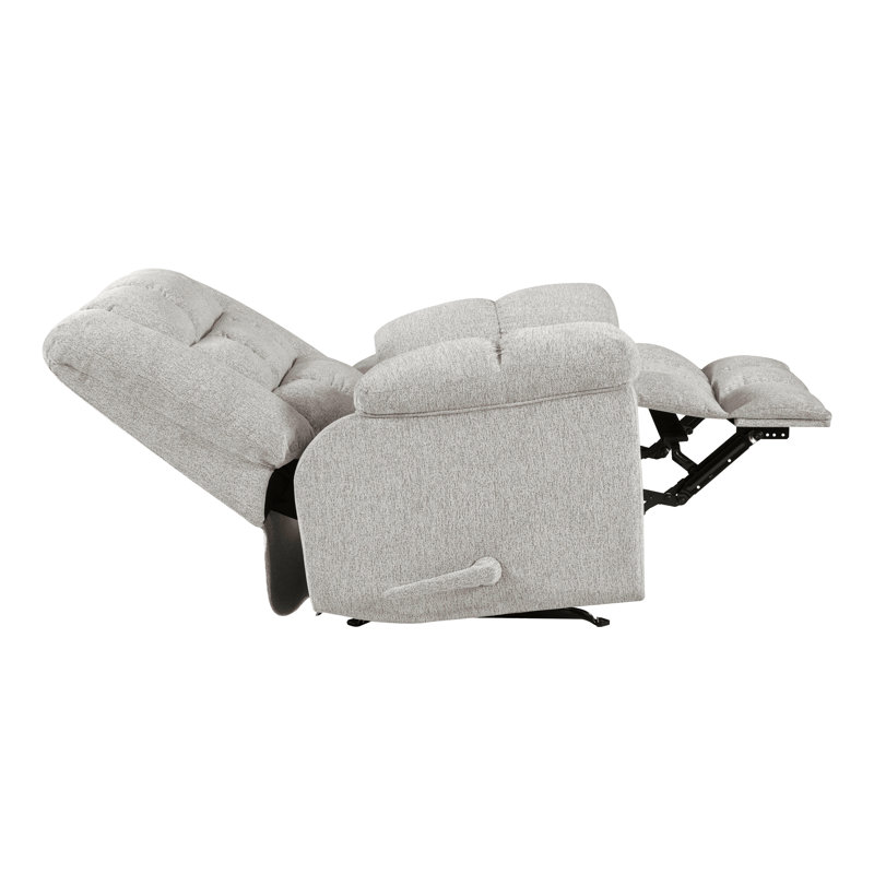 Gentle Rocking Motion Reclining Chair 1Pc Chenille Upholstery Ultra Comfort Living Room Furniture, Light Gray