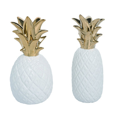 Resin Gold Accent Pineapple Decor Set of 2 - Playful Accent Decor