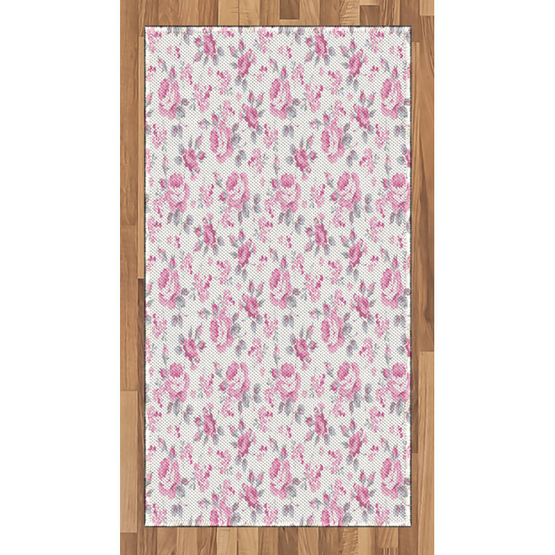 Shabby Flora High Density Long Fiber Poly Threads Decorative Area Rug Carpet, Rectangle 2'7" x 5'