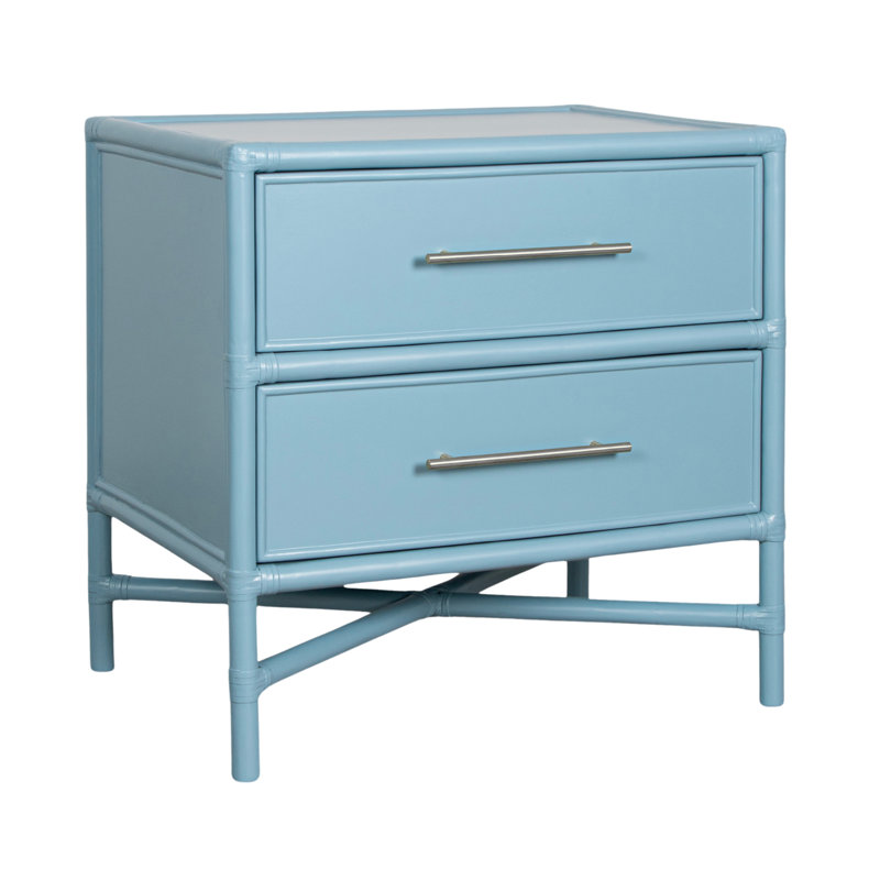Table de chevet 2 tiroirs Venice Collection, Bleu piscine