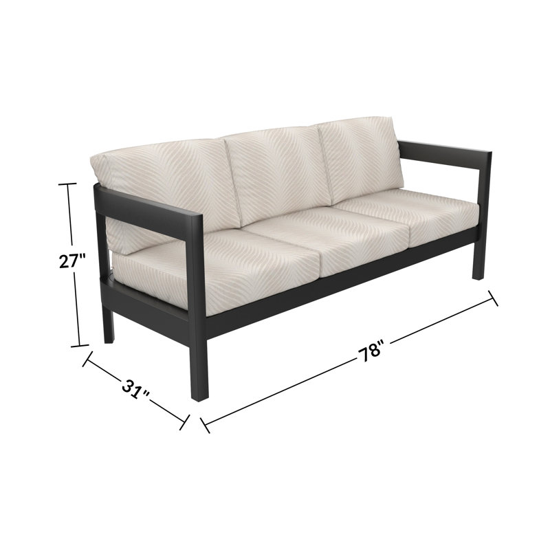 Canapé moderne à 3 places avec structure en aluminium gris foncé et coussins Sunbrella, Sunbrella® - nuage en nuage