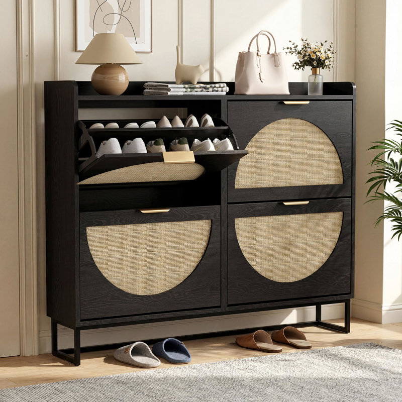20 Pair Shoe Storage Cabinet, Black