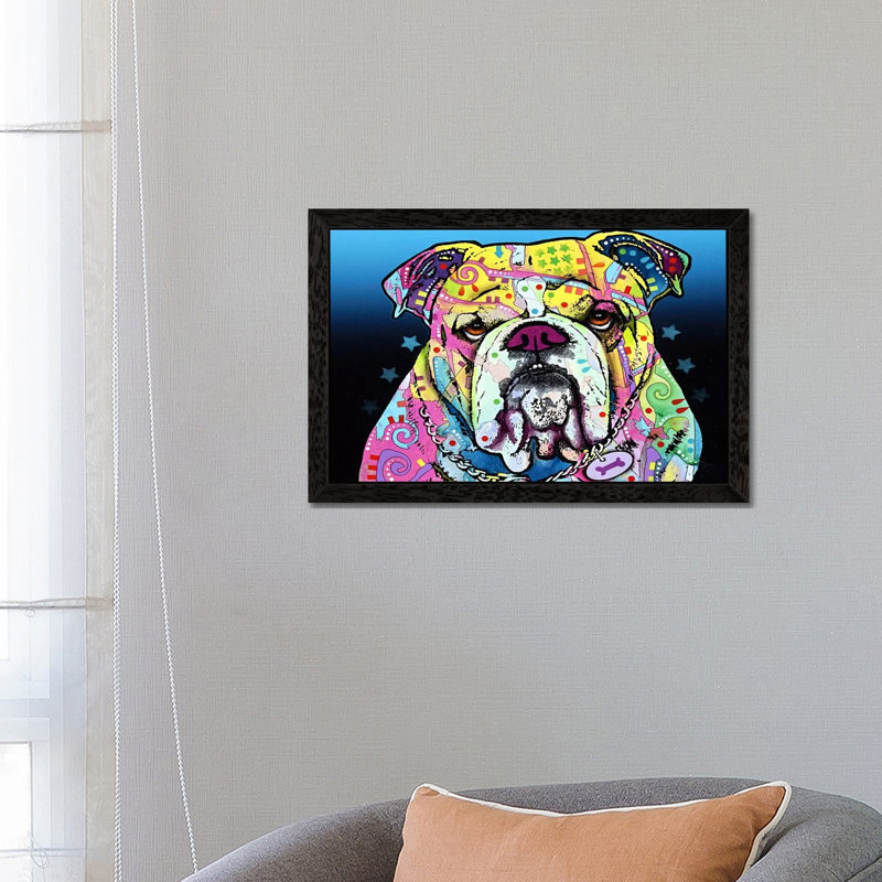 The Bulldog by Dean Russo - Print on Canvas, Black Framed, 66.04 cm H x 45.72 cm W